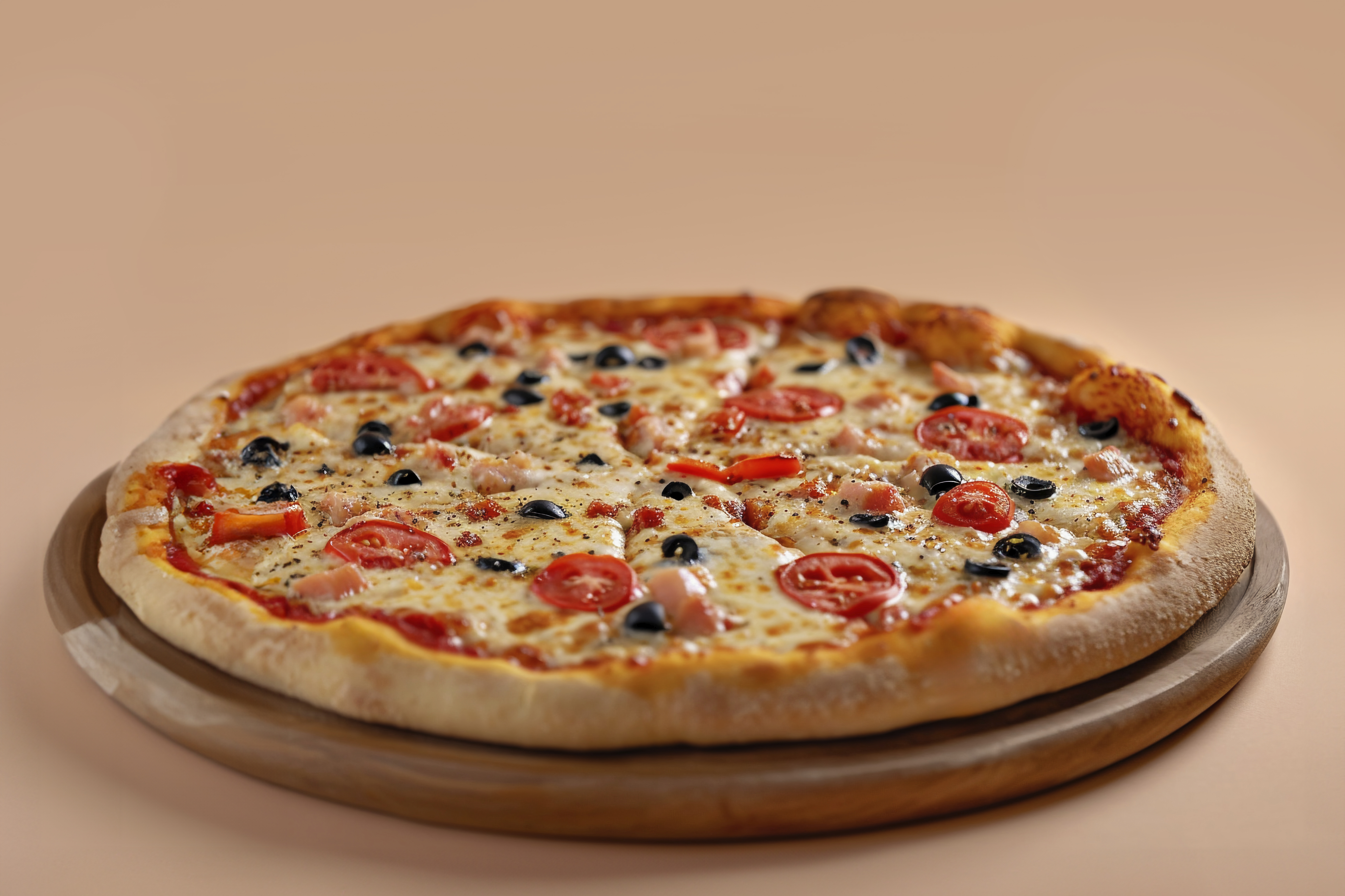 Thin Crust Pizza with popular topping and melted Cheese